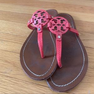 TORY BURCH MINI MILLER FLAT THONG/Melon Sz7.5 EUC!